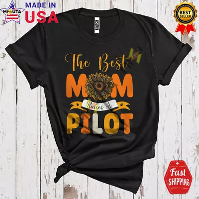 Best Cute Mom Raises A Pilot Mother's Day Leopard Sunflower Family T-Shirt • $13.16