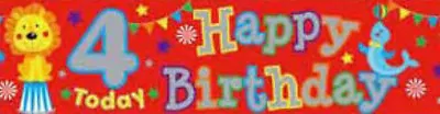 Unisex 4th Birthday Party Banner Holographic Age 4 Today Banners Boys / Girls • £2.86