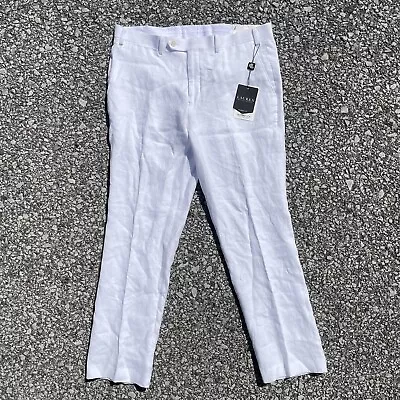 Ralph Lauren UltraFlex Pants Mens 36x30 White Classic Fit 100% Linen Preppy • $49.95