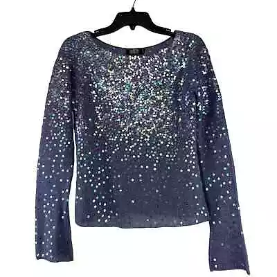 Laundry By Shelli Segal Sweater Womens Size M Purple Mohair Blend Sequin • $39.99