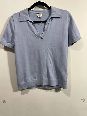 J Crew Sweater Women's Light Blue Polo Cotton Cashmere Blend  Preppy SZ XS • $26.99