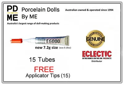 £21.47 • Buy E6000 Glue 15 Tubes Of 7.2gm  (0.18oz) With FREE Matching Tips X 15