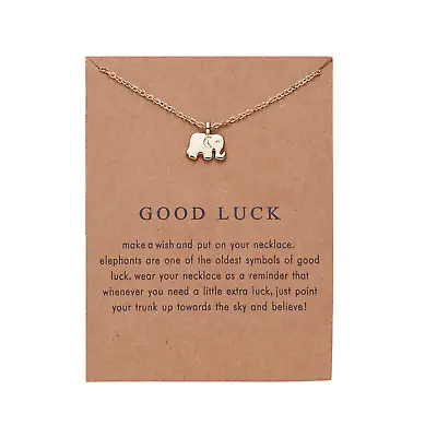 Good Luck Elephant Friendship Family Love Gold Women Lady Card Necklace Gift UK • £3.79