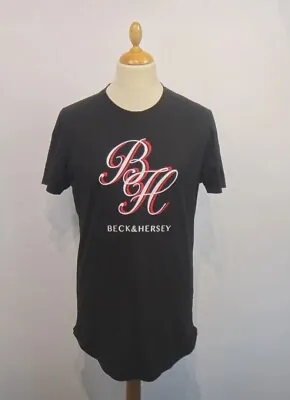 Beck & Hersey T Shirt Mens Large Black Graphic Print Logo Cotton • £8.99