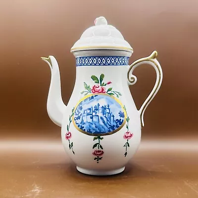 Elizabeth Arden Rose Castle Tea Pot Orient Express Two-Four Serving White Blue • $26.10