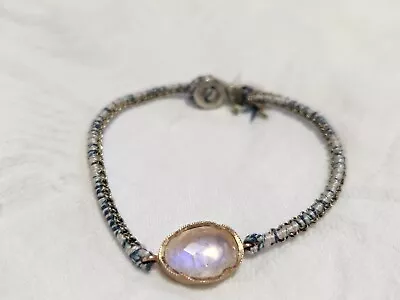 New Brooke Gregson Glowy Moonstone Orbit Silk Thread 14k Gold Sterling Bracelet • $839.99