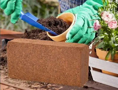 Coco Peat Brick Coir Compost Block 10L Coconut Potting Fibre Compressed Soil • £5.79