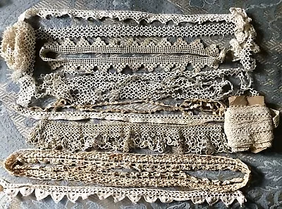 Lot Of 9 VTG 1930s-50s Grandma's Handmade Cotton Lace - Tatting Crochet Trim • $25