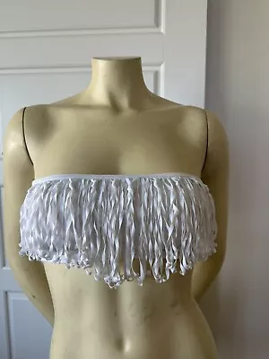 VICTORIAS SECRET STRAPLESS FRINGE BANDEAU BIKINI SWIM SUIT Top Sz Medium White • $9.99