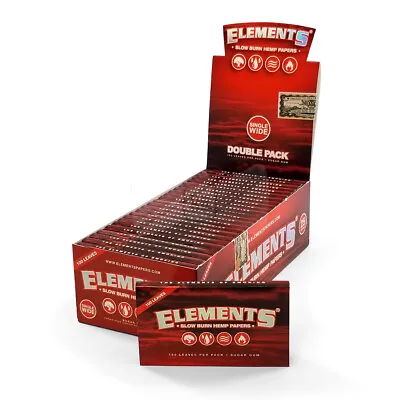 $27.99 • Buy Elements RED Single Wide Double Window Slow Burn Rolling Paper Full Box 25 Pack
