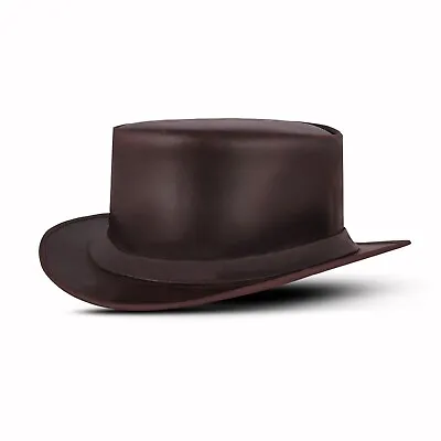 Fashion Shapeable Brown Genuine Leather Fashion Top Hat • $29.99