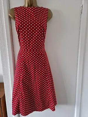 Warehouse Red & White Spot Dress 12 • £15.99
