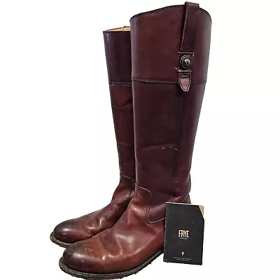 Womens Frye Size 8.5B Extended Calf Riding Boots 4001 Brown Zipper • $44.99