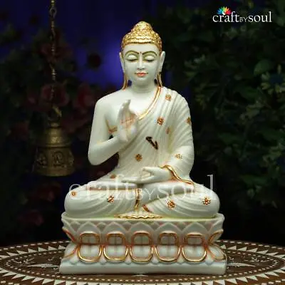 Cultured Marble Buddha Statue Meditation Figurine Home Decor Buddhism Sculpture  • $799