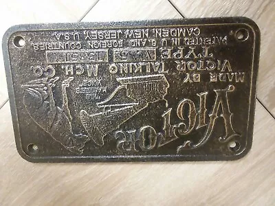 Victor Made By Victor Talking Mch. Co. Camden NJ Cast Iron Plaque Sign • $29