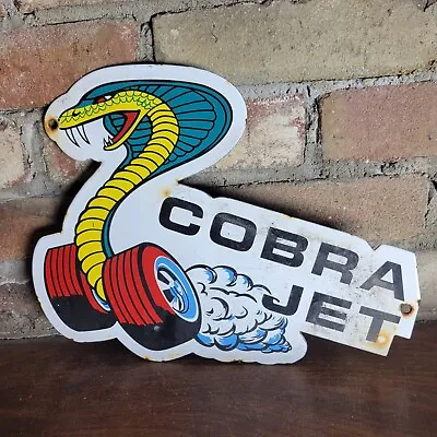 Vintage Cobra Jet Ford Motor Company Dealer Porcelain Dealership Sign 12 X9  • $139.99