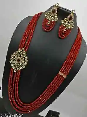 Indian Bollywood Gold Plated Kundan Long Necklace  Bridal Wedding Jewelry Set • $23.36