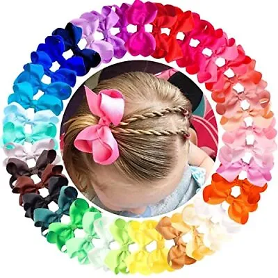 $12.25 • Buy 40 Pcs In Pairs 3  Boutique Hair Bows Clips Accessories For Girls Toddlers Kids