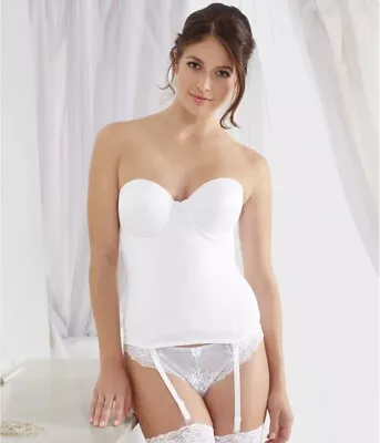 New Va Bien WHITE Ultra Lift Hourglass Bustier With Garters-US 40DDD • $38.88