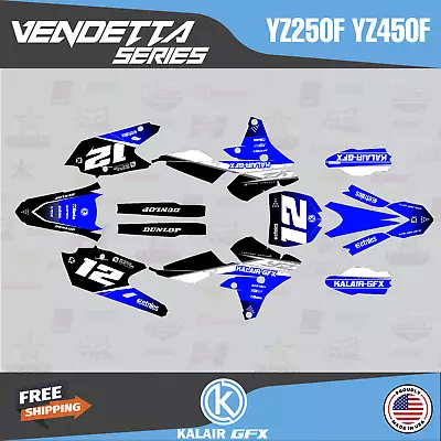 Graphics Kit For Yamaha YZ250F (2014-2018) & YZ450F (2014-2017) Vendetta- Blue • $158.47