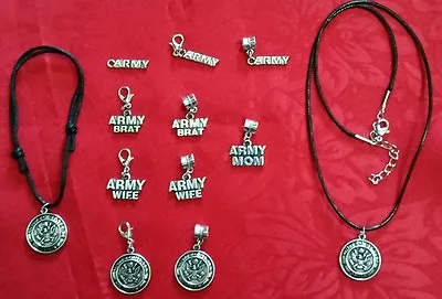 Army Antique Silver Charm - Bracelet - Necklace - Military - Wife - Brat - Mom • $1.99