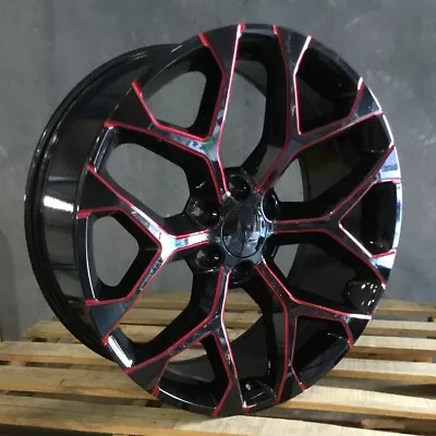 Strada Snowflake Gloss Black Candy Red 22x9 +31 6x139.7 Wheel Single Rim • $191.47