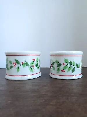 2 Vtg Colonial Candle Of Cape Cod Napkin Ring Holly Ridge Porcelain Japan • $12