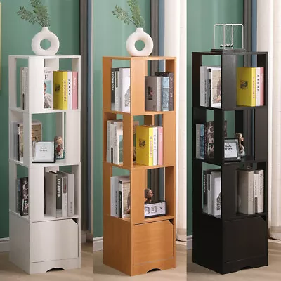 136cm Slim 4-Tier Bookcase Corner Display Cabinet Storage Shelf Cupboard Tall • £44.99