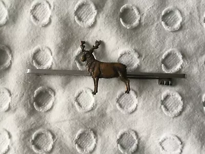 £4.95 • Buy Stag Bar Brooch - Copper & Silver Tone - Deer - 7.5cm Long
