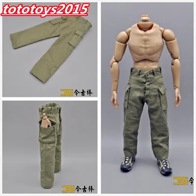  1/6 Scale Green Pants Casual Pants Model Fit 12'' Male Soldier Figure Body Toy  • $10.37