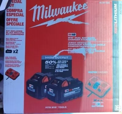 Milwaukee 48-59-1882 M18 Dual Rapid Charger Starter Kit W/ 2 8ah High Output Bat • $250