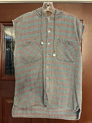 Vintage BMax Adult Medium Hooded Shirt Button Up Funky Beach Hoodie • $45