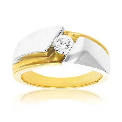 1/2 Ct Men's Diamond Solitare Engagement Ring 18K Yellow Gold & Platinum Size 10 • $4409.99