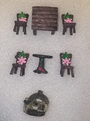 2 X Mini Home Furniture Table And Chair Fairy Garden House House Accessories • £10
