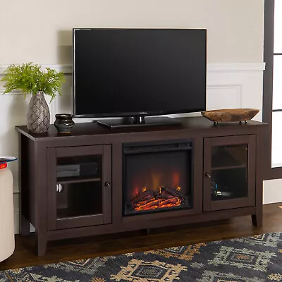 Electric Fireplace TV Stand For TVs Up To 64 Inches Espresso Wood Media Console • $318.26