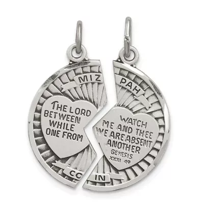 925 Sterling Silver Vintage 2 Piece Mizpah Coin Set Necklace Charm Pendant • $87