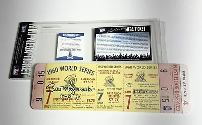 Pirates Bill Mazeroski Signed Auto 1960 World Series Game 7 Mini Mega Ticket BAS • $249.99