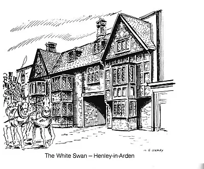 Henley-in-Arden - White Swan Coaching Inn - Artist Post Card • £1.25