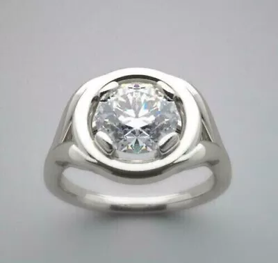 Unique Men's Vintage Wedding Engagement Ring 1.3Ct Cubic Zirconia 14K White Gold • $295.54