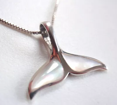 Mother Of Pearl 925 Sterling Necklace Whale's Tail Symbolizes Strength And Power • $17.99