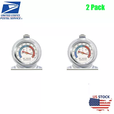 2PK Refrigerator Freezer Thermometer Fridge DIAL Type Stainless Steel Hang Stand • $8.17