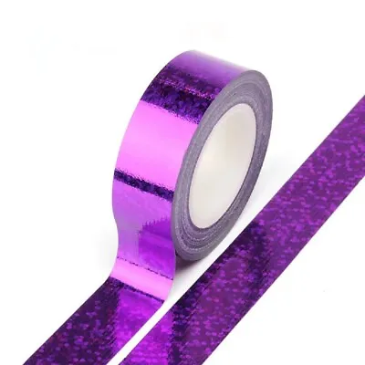 PURPLE Foil Holographic Glitter Effect Washi Tape Decorative Tape 15mm X 5M • £3.85