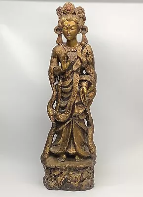 Rare Giant Marwal Ind Inc MCM Stunning Statue Of GOLD QUAN KWAN YIN GUAN 35 Tall • $450.24