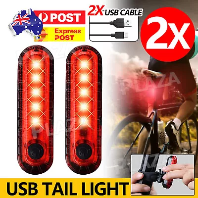 2pcs Bicycle Rear Tail Light Cycling 4Modes USB Rechargeable LED Bike Front Lamp • $7.95