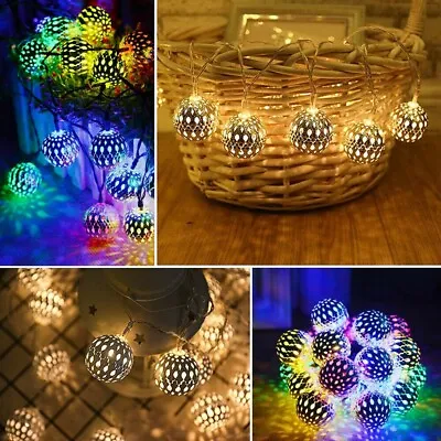 £7.19 • Buy Moroccan Ball LED Fairy Lights Battery Operated String Lights Xmas Home Decor UK