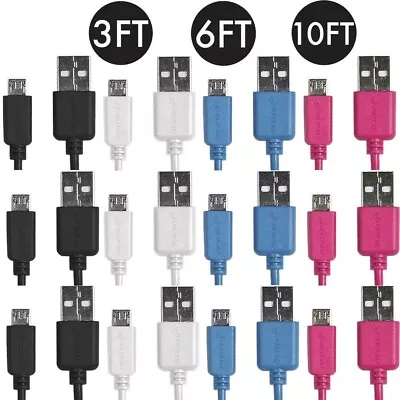 3 6 10 FT Premium Durable Micro USB Charger Cable Cord For Samsung & Universal • $5.59