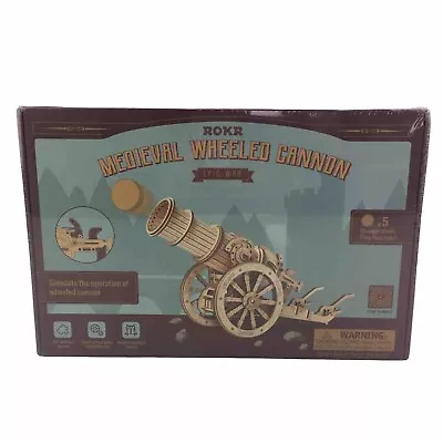 Wooden Medieval Cannon  ROKR Wheeled DIY Building Model Kits NEW • $28