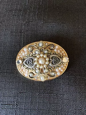 Vintage MICHAL GOLAN Gold Tone Oval Brooch/Pendant • $49