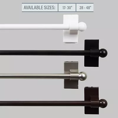 Magnetic Curtain Rod 28 - 48 Inch Long -  Choose From 4 Colors • $19.99