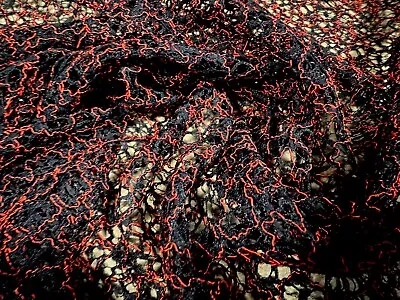 Lightweight Crochet Knit Lace Dress Fabric Per Metre - Red & Black • £4.99